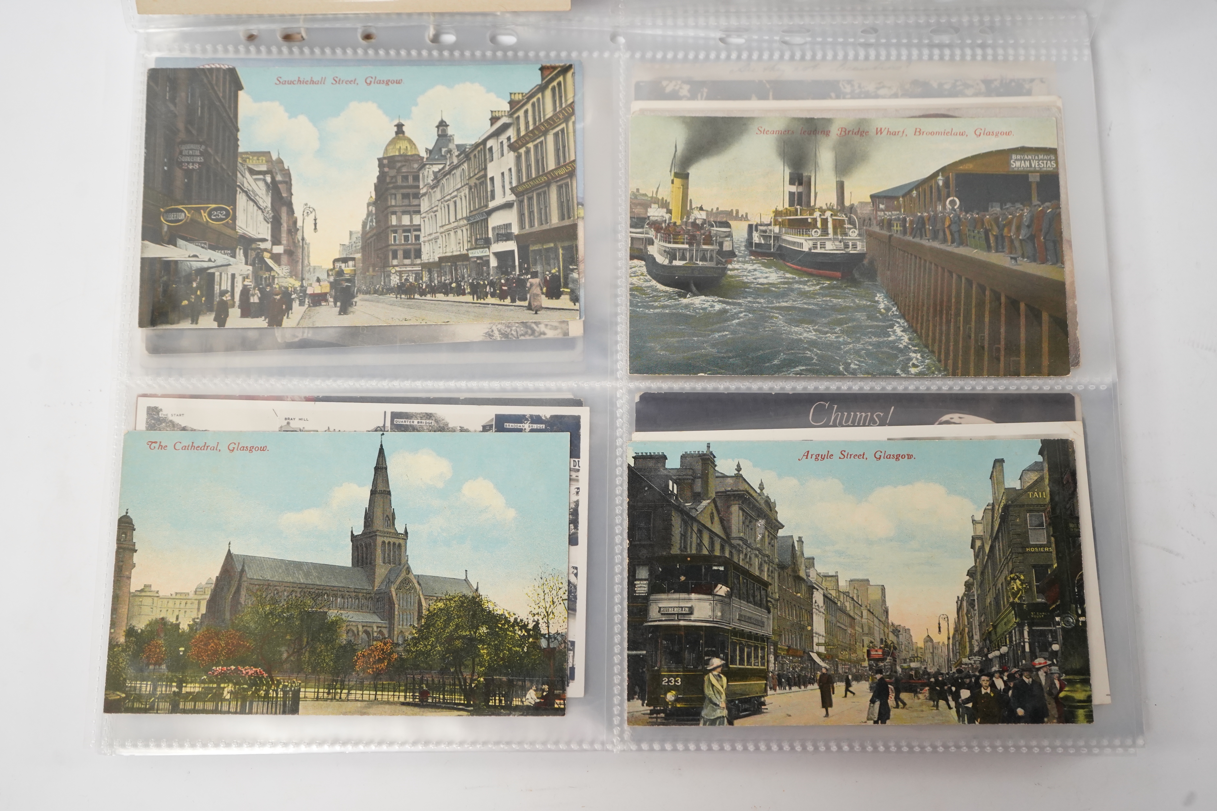 A group of eighty eight assorted vintage postcards, including American topography, rail accidents and motoring.